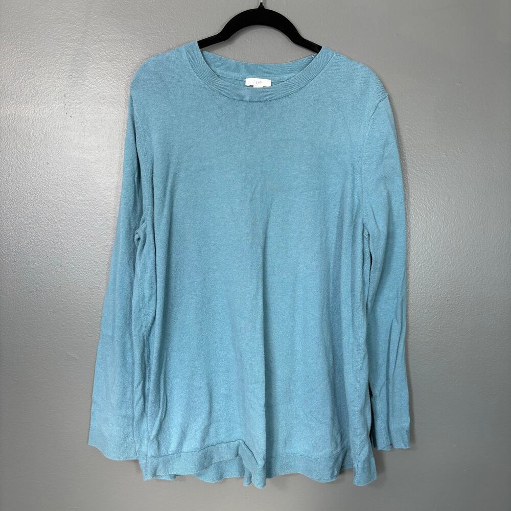 J Jill Women's Minimalist Light Blue Knit Sweater - Size XL - Lagenlook Cozycore